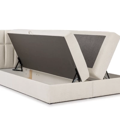 Manželská čalouněná postel 180x200 ALIBINA - láhvově zelená + topper