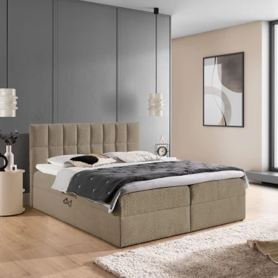 Manželská čalouněná postel 200x200 ALIBINA - šedá + topper