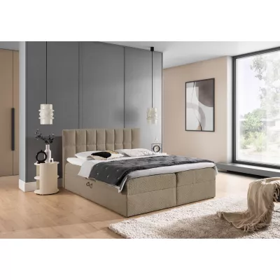 Manželská čalouněná postel 200x200 ALIBINA - šedá + topper