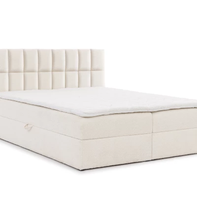 Manželská čalouněná postel 200x200 ALIBINA - smetanová + topper