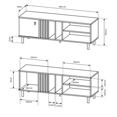 Stolek pod televizi 138 cm CHATOM - dub artisan / antracitový