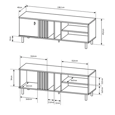 Stolek pod televizi 138 cm CHATOM - dub artisan / antracitový