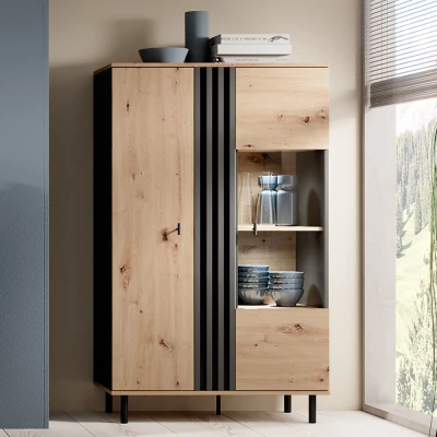 Vitrína do obýváku CHATOM - dub artisan / antracitová