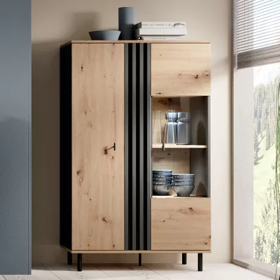 Vitrína do obýváku CHATOM - dub artisan / antracitová