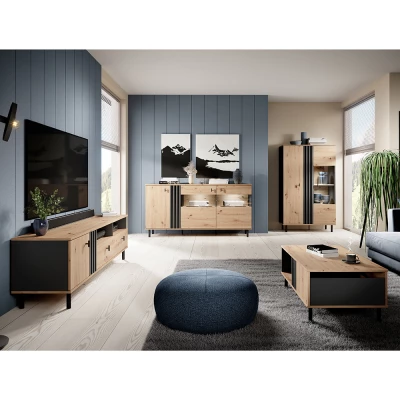 Vitrína do obýváku CHATOM - dub artisan / antracitová