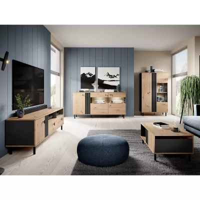 Vitrína do obýváku CHATOM - dub artisan / antracitová