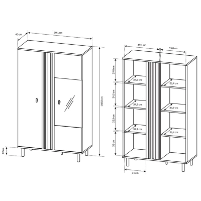 Vitrína do obýváku CHATOM - dub artisan / antracitová
