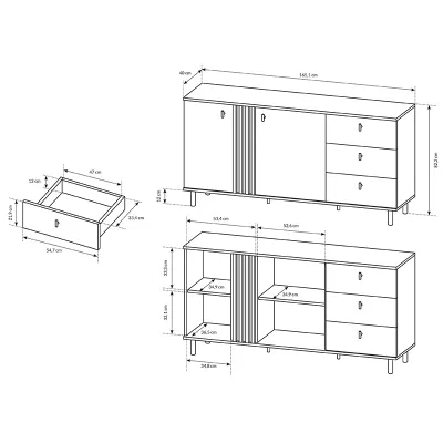 Široká kombinovaná komoda CHATOM - dub artisan / antracitová