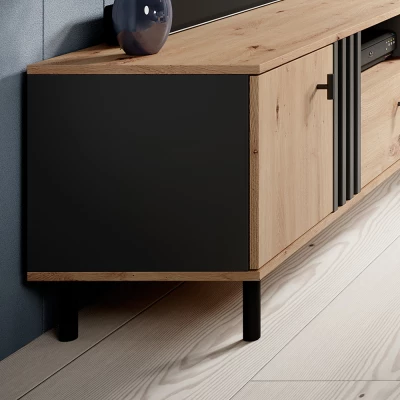 Široká kombinovaná komoda CHATOM - dub artisan / antracitová