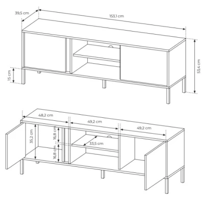 Televizní stolek 153 cm SLOCOMB - béžový