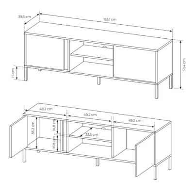 Televizní stolek 153 cm SLOCOMB - béžový