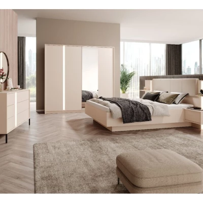 Velká zrcadlová šatní skříň 220 cm SLOCOMB - béžová