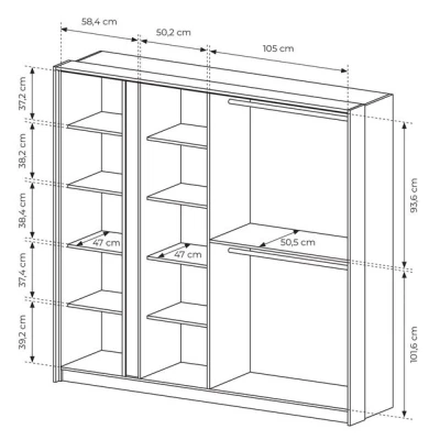 Velká zrcadlová šatní skříň 220 cm SLOCOMB - béžová