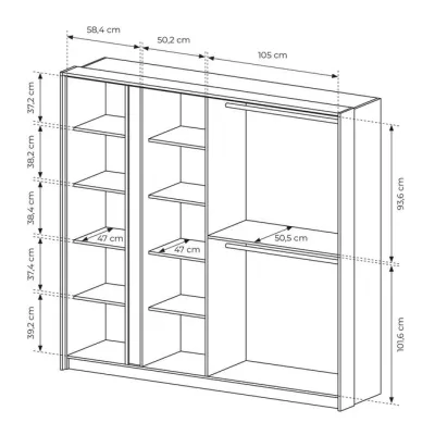 Velká zrcadlová šatní skříň 220 cm SLOCOMB - béžová
