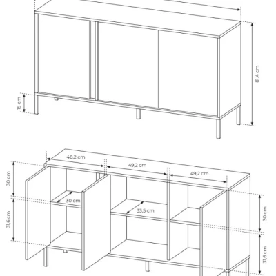 Široká komoda s dvířky 153 cm SLOCOMB - béžová