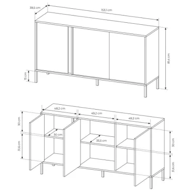Široká komoda s dvířky 153 cm SLOCOMB - béžová
