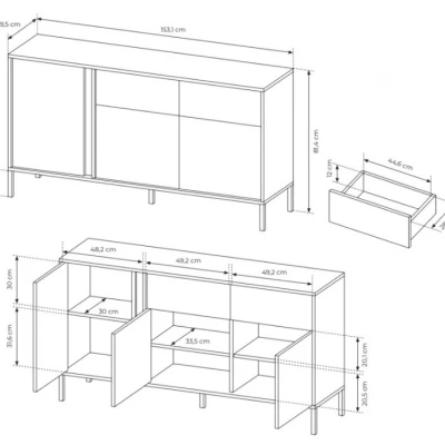 Kombinovaná široká komoda SLOCOMB - béžová