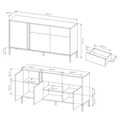Kombinovaná široká komoda SLOCOMB - béžová