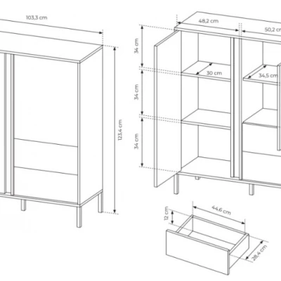 Kombinovaná vysoká komoda SLOCOMB - béžová