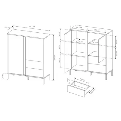 Kombinovaná vysoká komoda SLOCOMB - béžová