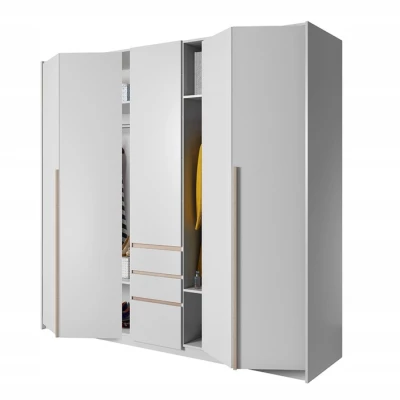 Velká šatní skříň 230 cm HELFIN - dub kraft zlatý / bílá