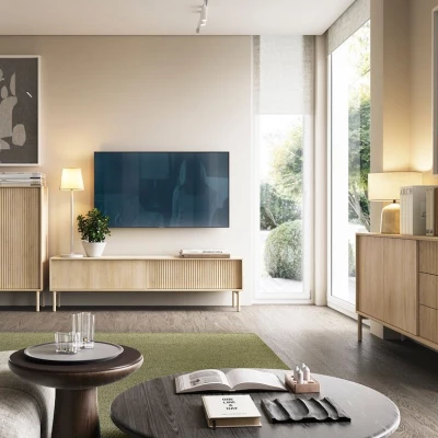 Televizní široký stolek TUSCUBIA - dub cremona