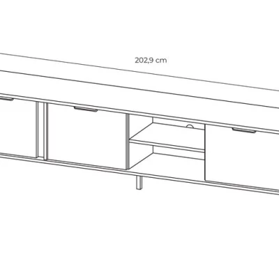 Široký TV stolek 203 cm HARTSELE - antracitový