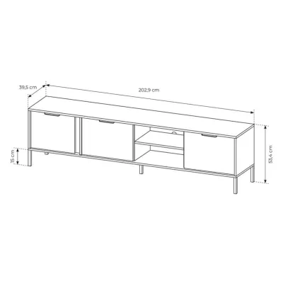 Široký TV stolek 203 cm HARTSELE - antracitový