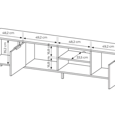 Široký TV stolek 203 cm HARTSELE - antracitový