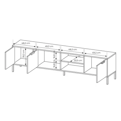 Široký TV stolek 203 cm HARTSELE - antracitový
