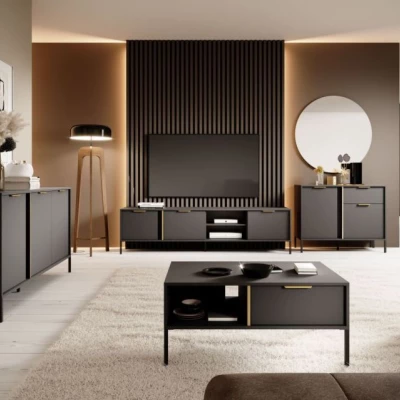 Komoda s dvířky HARTSELE - antracitová