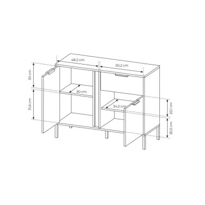 Úzká kombinovaná komoda HARTSELE - antracitová