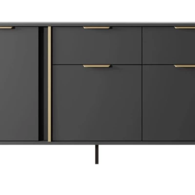 Široká kombinovaná komoda HARTSELE - antracitová