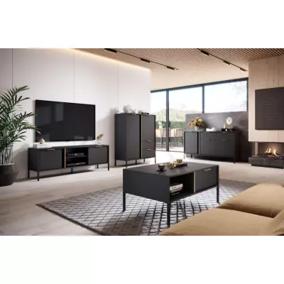 Široká kombinovaná komoda HARTSELE - antracitová