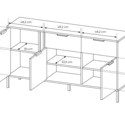 Široká kombinovaná komoda HARTSELE - antracitová