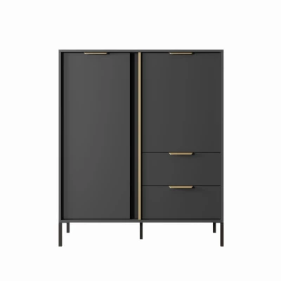 Vysoká kombinovaná komoda HARTSELE - antracitová