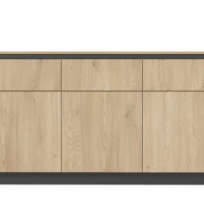 Široká kombinovaná komoda FOLEY - dub cremona / černá