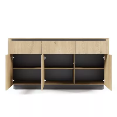 Široká kombinovaná komoda FOLEY - dub cremona / černá