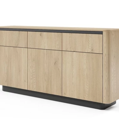 Široká kombinovaná komoda FOLEY - dub cremona / černá