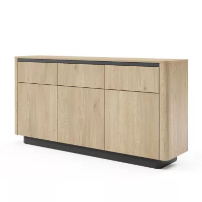 Široká kombinovaná komoda FOLEY - dub cremona / černá