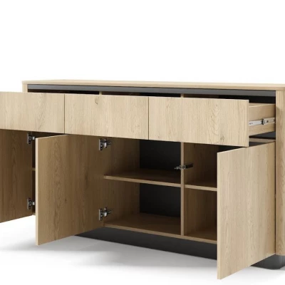 Široká kombinovaná komoda FOLEY - dub cremona / černá