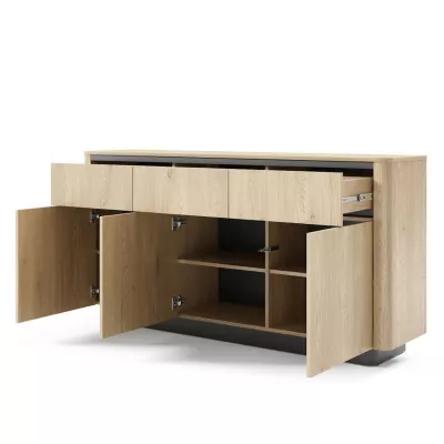 Široká kombinovaná komoda FOLEY - dub cremona / černá