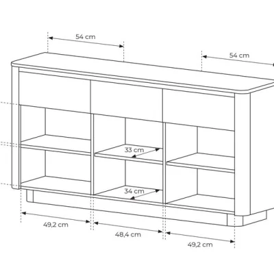 Široká kombinovaná komoda FOLEY - dub cremona / černá