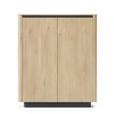 Vysoká komoda s dvířky FOLEY - dub cremona / černá