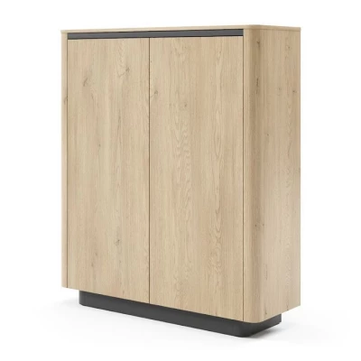 Vysoká komoda s dvířky FOLEY - dub cremona / černá