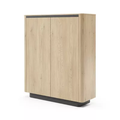 Vysoká komoda s dvířky FOLEY - dub cremona / černá