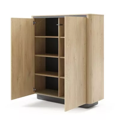 Vysoká komoda s dvířky FOLEY - dub cremona / černá