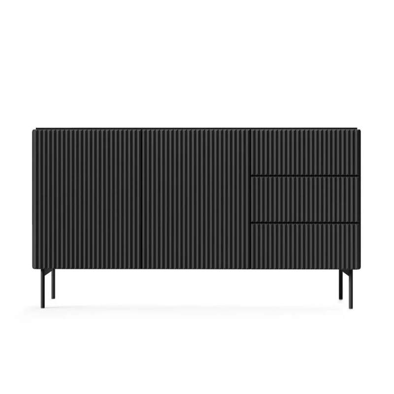 Komoda s dvířky a šuplíky BOAZ - černá