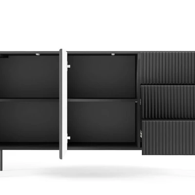 Komoda s dvířky a šuplíky BOAZ - černá