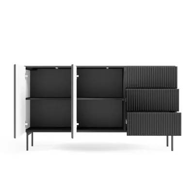 Komoda s dvířky a šuplíky BOAZ - černá